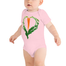 Load image into Gallery viewer, Carrot Heart Baby Short Sleeve Cotton Onesie Pink Front