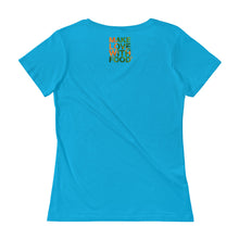 Load image into Gallery viewer, Carrot Heart Women&#39;s Scoopneck Cotton T Shirt Caribean Blue Back