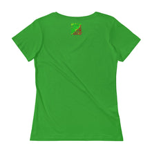 Load image into Gallery viewer, Strawberry Women&#39;s Scoopneck Cotton T Shirt Green Apple Back