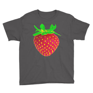 Strawberry Youth Cotton Short Sleeve T Shirt Charcoal Front