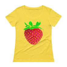 Load image into Gallery viewer, Strawberry Women&#39;s Scoopneck Cotton T Shirt Lemon Zest Front
