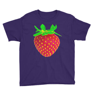 Strawberry Youth Cotton Short Sleeve T Shirt Purple Front