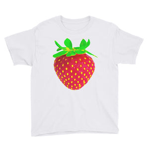 Strawberry Youth Cotton Short Sleeve T Shirt White Front