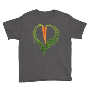 Carrot Heart Youth Cotton Short Sleeve T Shirt Charcoal Front