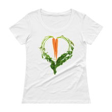 Load image into Gallery viewer, Carrot Heart Women&#39;s Scoopneck Cotton T Shirt White Front
