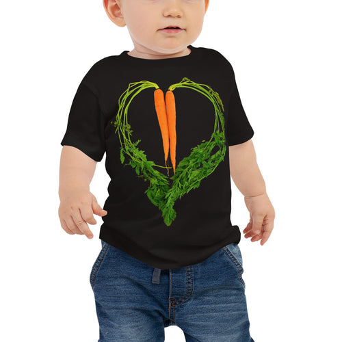Carrot Heart Baby Jersey Short Sleeve T Shirt Black Front