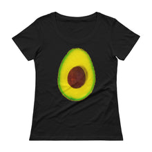 Load image into Gallery viewer, Avocado Women&#39;s Scoopneck Cotton T Shirt Black Front