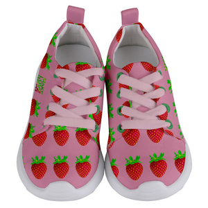 Pink Strawberry Kids Lightweight Sports Shoes Front