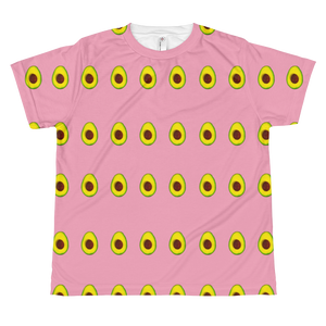 Avocado All Over Youth and Kids Short Sleeve T Shirt pink front