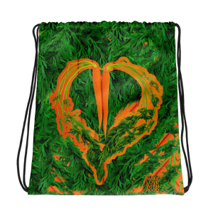 Carrot Heart Drawstring Bag