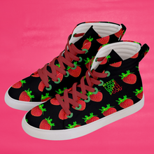 Load image into Gallery viewer, Women&#39;s black strawberry shoes left
