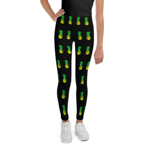 Pineapple Youth and Kids Leggings Black front