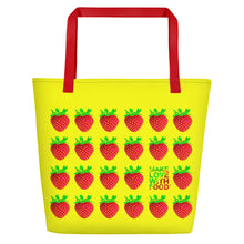 Load image into Gallery viewer, Yellow Strawberry Women&#39;s Large Beach Bag