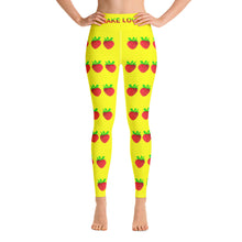Load image into Gallery viewer, Strawberry Women&#39;s Yoga Workout Leggings Yellow Front