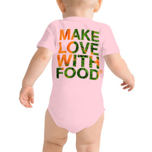 Load image into Gallery viewer, Carrot Heart Baby Short Sleeve Cotton Onesie Pink Back