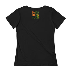 Carrot Heart Women's Scoopneck Cotton T Shirt Carribean Black Back