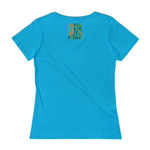 Carrot Heart Women's Scoopneck Cotton T Shirt Caribean Blue Back