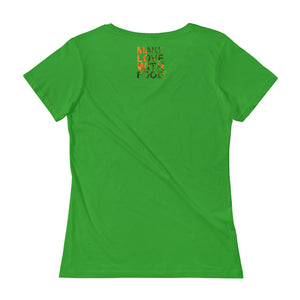 Carrot Heart Women's Scoopneck Cotton T Shirt Green Apple Back