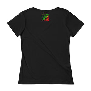 Strawberry Women's Scoopneck Cotton T Shirt Black Back