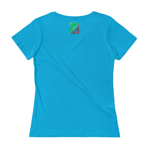 Strawberry Women's Scoopneck Cotton T Shirt Caribbean Back