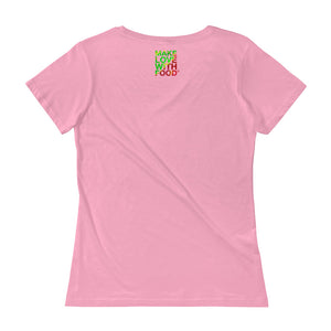 Strawberry Women's Scoopneck Cotton T Shirt Charity Pink Back