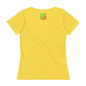 Strawberry Women's Scoopneck Cotton T Shirt Lemon Zest Back