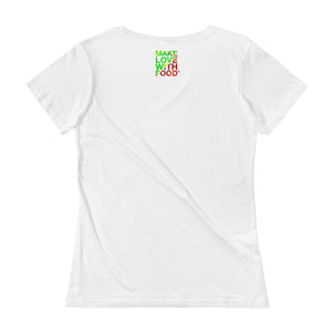 Strawberry Women's Scoopneck Cotton T Shirt White Back