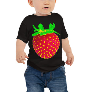 Strawberry Baby Cotton Short Sleeve T Shirt Black Front