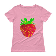 Load image into Gallery viewer, Strawberry Women&#39;s Scoopneck Cotton T Shirt Charity Pink Front