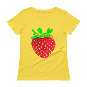 Strawberry Women's Scoopneck Cotton T Shirt Lemon Zest Front
