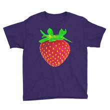 Load image into Gallery viewer, Strawberry Youth Cotton Short Sleeve T Shirt Purple Front