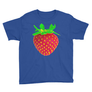 Strawberry Youth Cotton Short Sleeve T Shirt Royal Blue Front