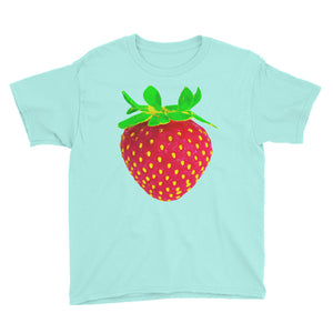 Strawberry Youth Cotton Short Sleeve T Shirt Teal Ice Front
