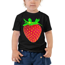 Load image into Gallery viewer, Strawberry Toddler Cotton Short Sleeve T Shirt Black Front