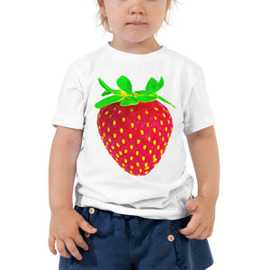 Strawberry Toddler Cotton Short Sleeve T Shirt White Front