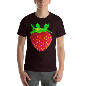 Strawberry Men's Cotton Short Sleeve T Shirt Oxblood Black Front