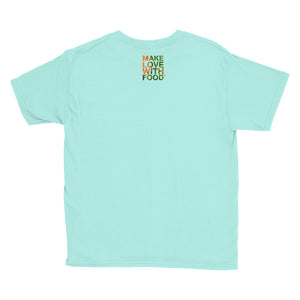 Carrot Heart Youth Cotton Short Sleeve T Shirt Teal Ice Back