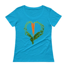 Load image into Gallery viewer, Carrot Heart Women&#39;s Scoopneck Cotton T Shirt Caribean Blue Front