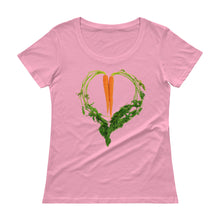 Load image into Gallery viewer, Carrot Heart Women&#39;s Scoopneck Cotton T Shirt Charity Pink Front