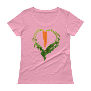 Carrot Heart Women's Scoopneck Cotton T Shirt Charity Pink Front