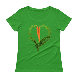 Carrot Heart Women's Scoopneck Cotton T Shirt Green Apple Front