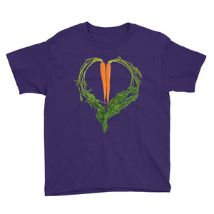 Carrot Heart Youth Cotton Short Sleeve T Shirt Purple Front