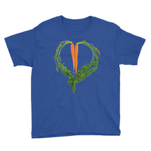 Load image into Gallery viewer, Carrot Heart Youth Cotton Short Sleeve T Shirt Royal Blue Front