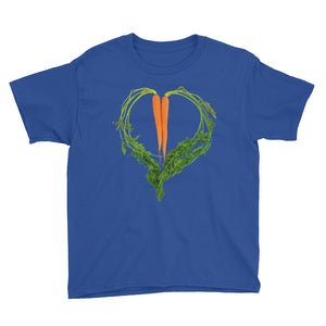 Carrot Heart Youth Cotton Short Sleeve T Shirt Royal Blue Front