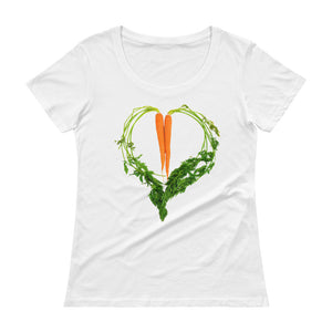 Carrot Heart Women's Scoopneck Cotton T Shirt White Front
