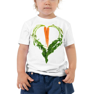 Carrot Heart Toddler Cotton Short Sleeve T Shirt White Front