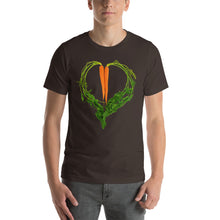 Load image into Gallery viewer, Carrot Heart Men&#39;s Cotton Short Sleeve T Shirt Brown Front