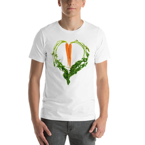 Carrot Heart Men's Cotton Short Sleeve T Shirt White Front
