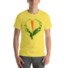 Load image into Gallery viewer, Carrot Heart Men&#39;s Cotton Short Sleeve T Shirt Yellow Front