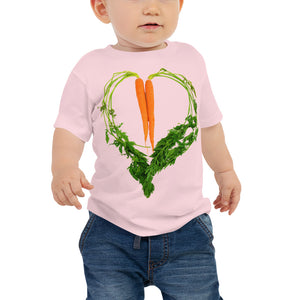 Carrot Heart Baby Jersey Short Sleeve T Shirt Pink Front